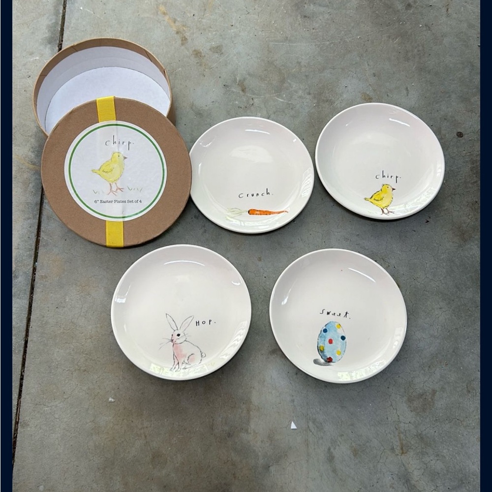 Rae Dunn Artisan Collection White Easter Plate Set